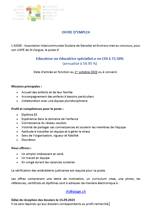 Annonce ES UAPE LPE